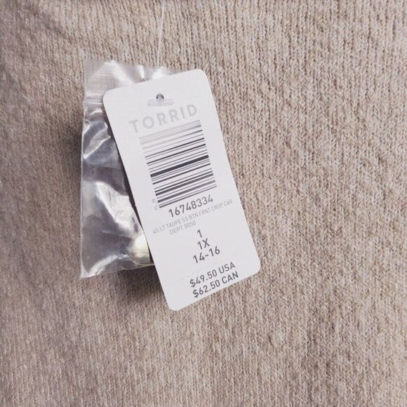 Torrid Vegan Cashmere Cardigan Button- Front Cropped Sweater Size 1X (14-16) NWT - Picture 12 of 16